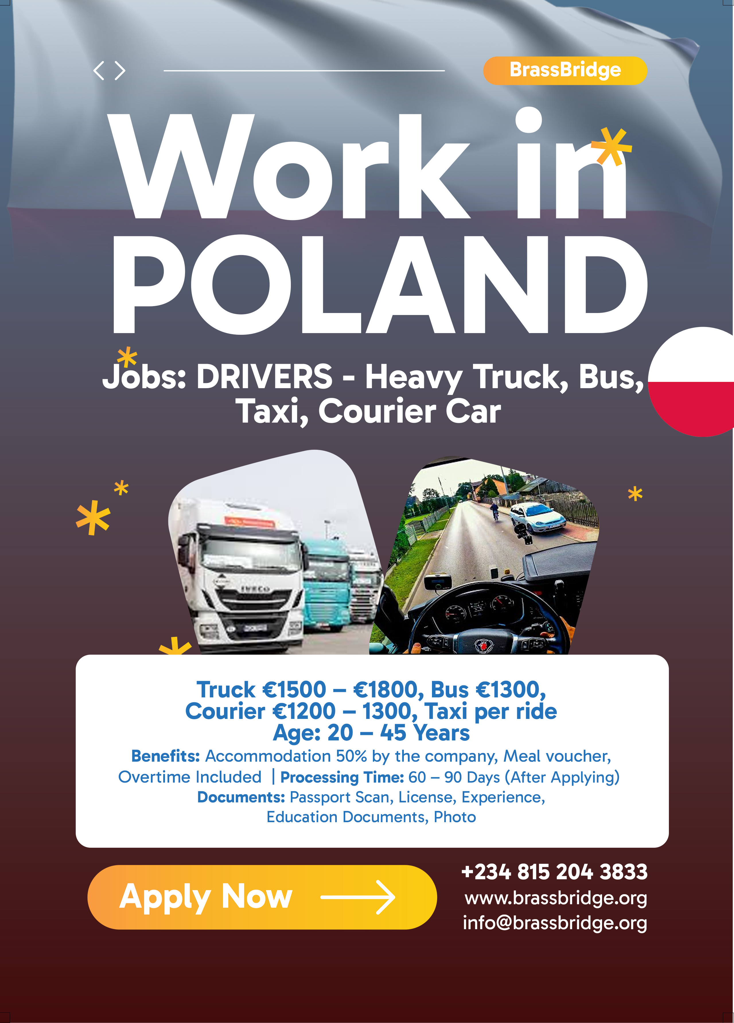 POLAND:  Heavy Truck, Bus, Taxi, Courier Car DRIVERS